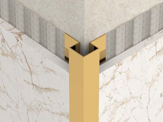 تزئین کاشی ربع فولاد ضد زنگ طلای روشن 2.5 زاویه خارج