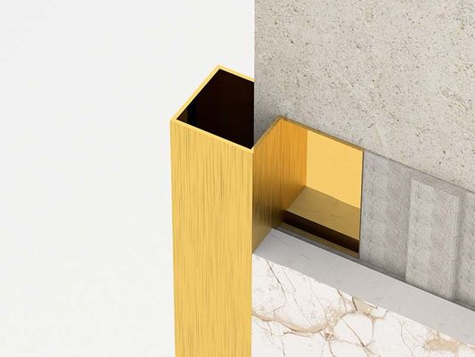 Brushed Square Shape Stainless Steel Tile Trim 0.6mm Finishing Strip Outside