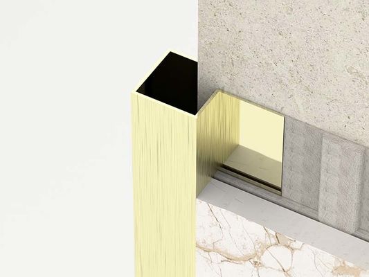 Brushed Square Shape Stainless Steel Tile Trim 0.6mm Finishing Strip Outside