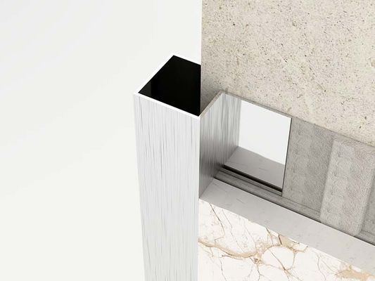 Brushed Square Shape Stainless Steel Tile Trim 0.6mm Finishing Strip Outside