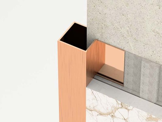 Brushed Square Shape Stainless Steel Tile Trim 0.6mm Finishing Strip Outside