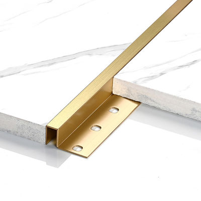 Wall Floor Decoration 8mm Brass Tile Trim Easy Installation U Shape Copper Tile Trim