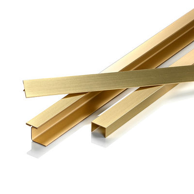 Wall Floor Decoration 8mm Brass Tile Trim Easy Installation U Shape Copper Tile Trim