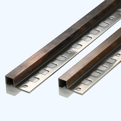 Wall Floor Decoration 8mm Brass Tile Trim Easy Installation U Shape Copper Tile Trim