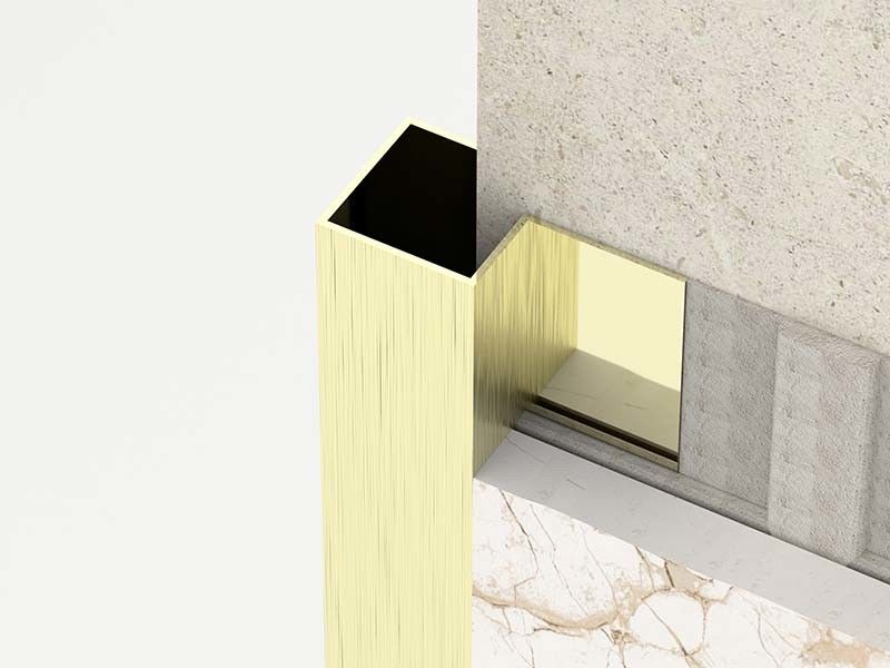 Brushed Square Shape Stainless Steel Tile Trim 0.6mm Finishing Strip Outside