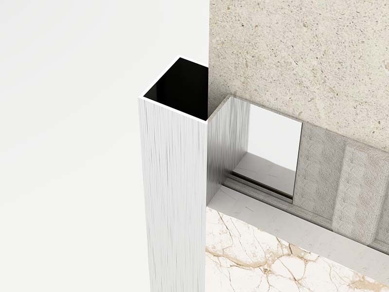 Brushed Square Shape Stainless Steel Tile Trim 0.6mm Finishing Strip Outside