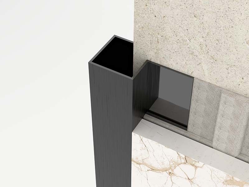 Brushed Square Shape Stainless Steel Tile Trim 0.6mm Finishing Strip Outside