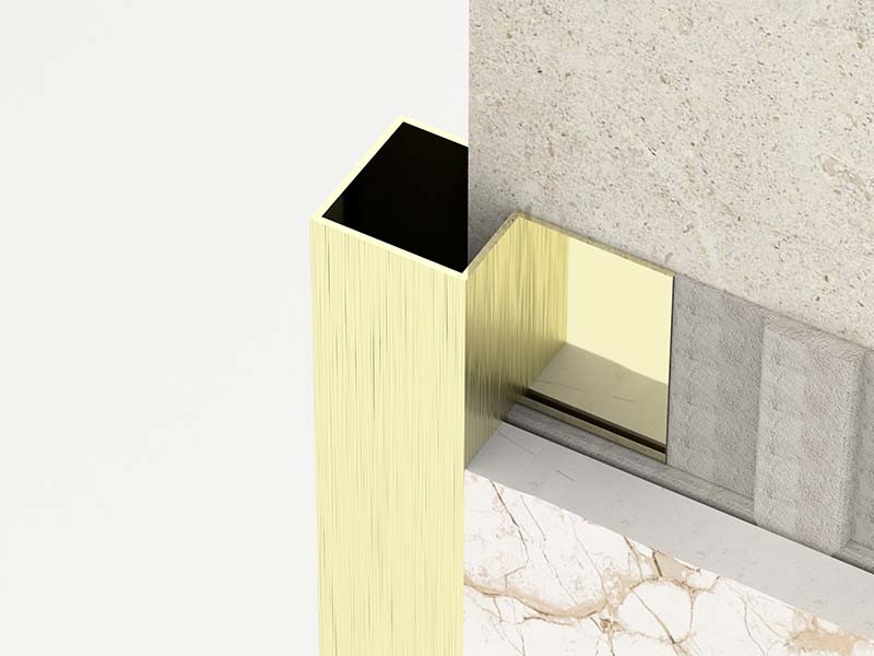 Brushed Square Shape Stainless Steel Tile Trim 0.6mm Finishing Strip Outside